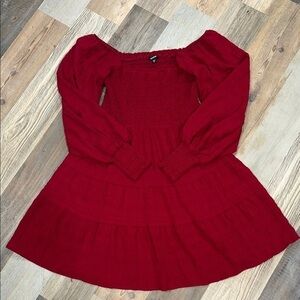 Mittoshop Red Off-Shoulder Dress